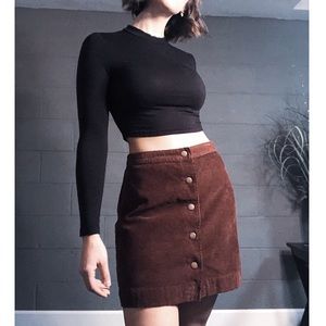 Maroon corduroy button up skirt